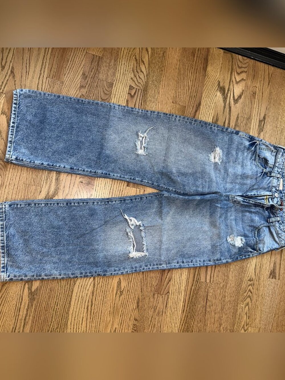 Pilcro Light Wash Ripped High Rise Wide Leg Jeans Size 30